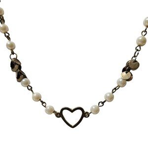 Adore Elegant Gold Tone Faux Pearl Heart Beaded Charm Bracelet Jewelry Women